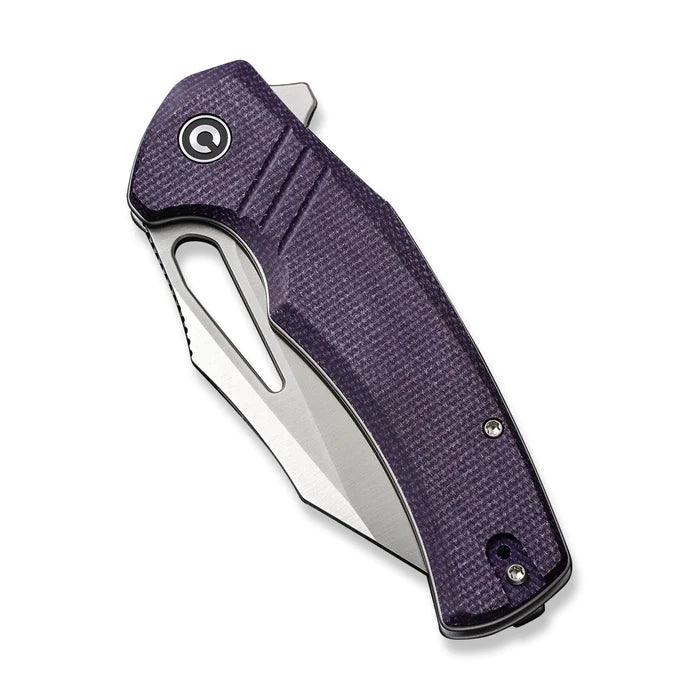 Civivi BullTusk Liner Lock Purple Canvas Micarta Satin Clip Point 14C28N - Knives.mx