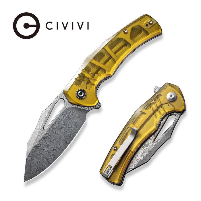 Civivi BullTusk Liner Lock Ultem Polished Clip Point Damascus - Knives.mx