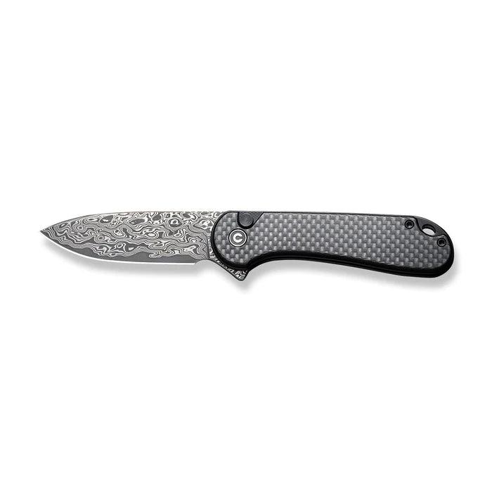 Civivi Button Lock Elementum II Twill Carbon Fiber Overlay On Black G10 Drop Point Damascus - Knives.mx