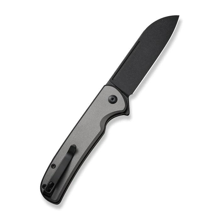 Civivi Chevalier Button Lock Gray Aluminum Black Stonewashed Sheepsfoot 14C28N - Knives.mx