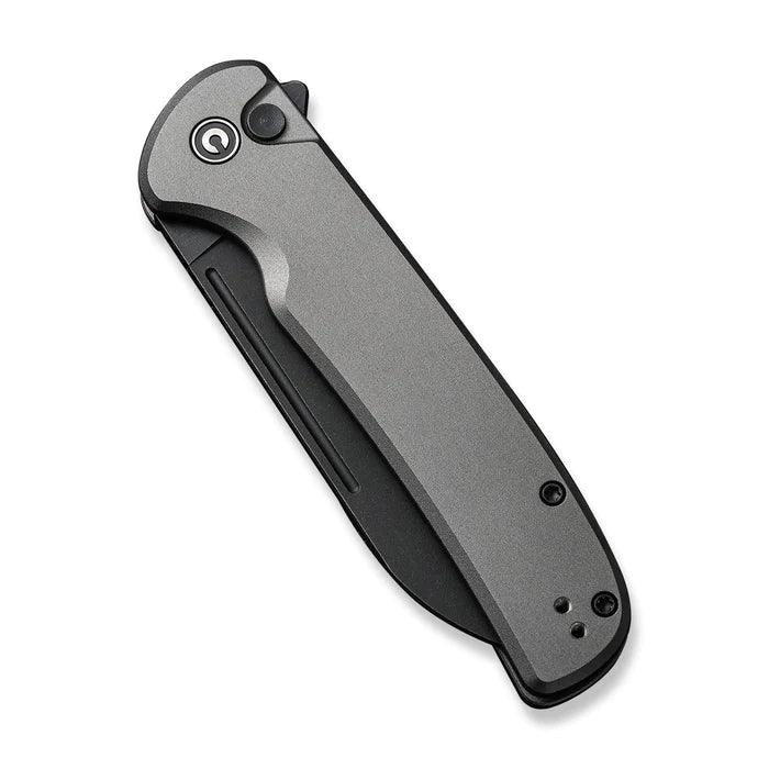 Civivi Chevalier Button Lock Gray Aluminum Black Stonewashed Sheepsfoot 14C28N - Knives.mx