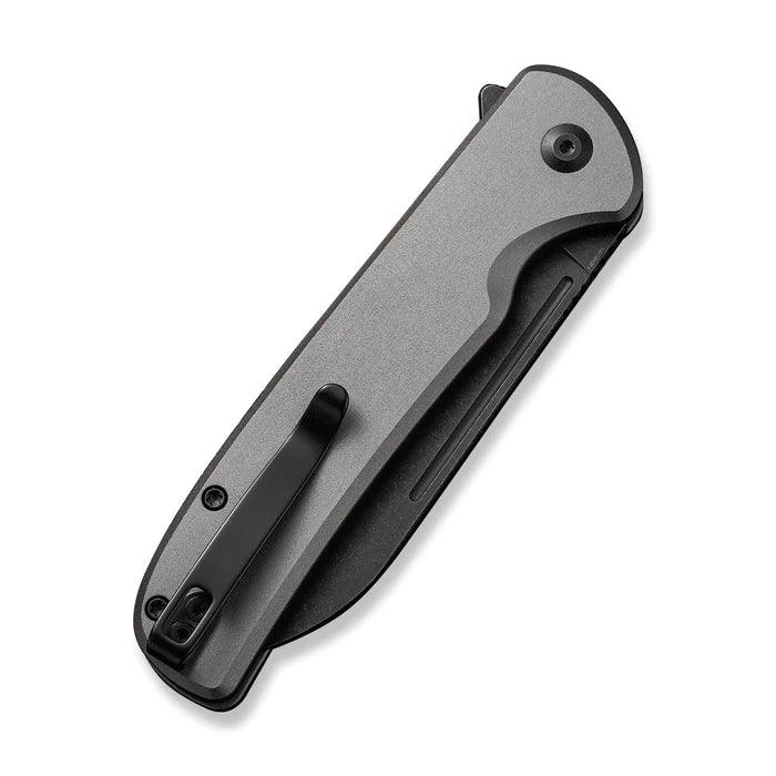 Civivi Chevalier Button Lock Gray Aluminum Black Stonewashed Sheepsfoot 14C28N - Knives.mx