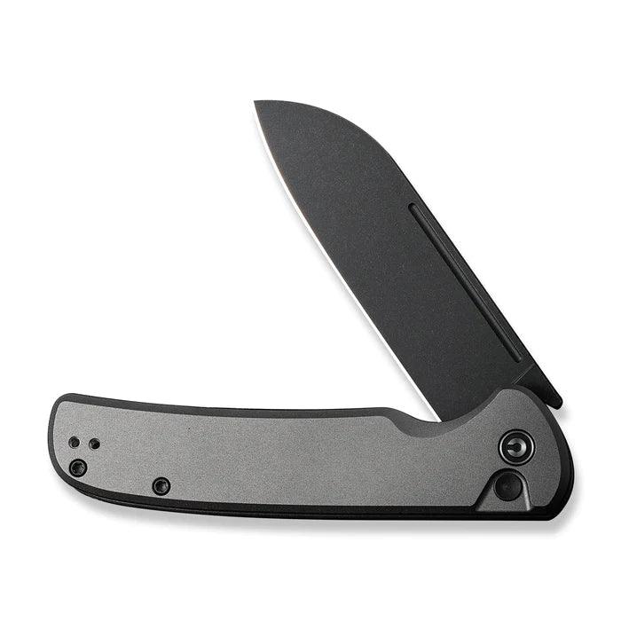 Civivi Chevalier Button Lock Gray Aluminum Black Stonewashed Sheepsfoot 14C28N - Knives.mx