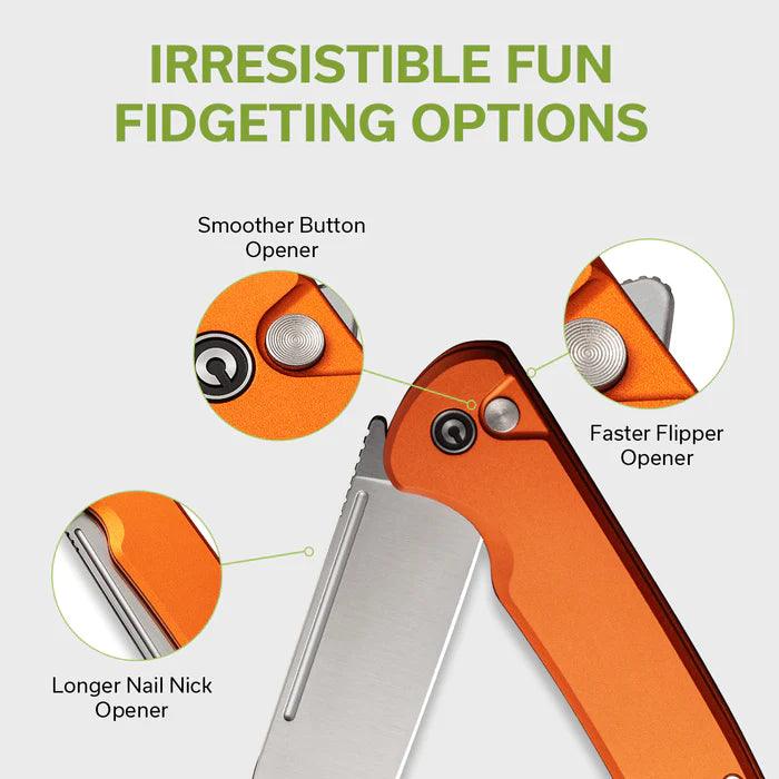 Civivi Chevalier Button Lock Orange Aluminum Satin Sheepsfoot 14C28N - Knives.mx