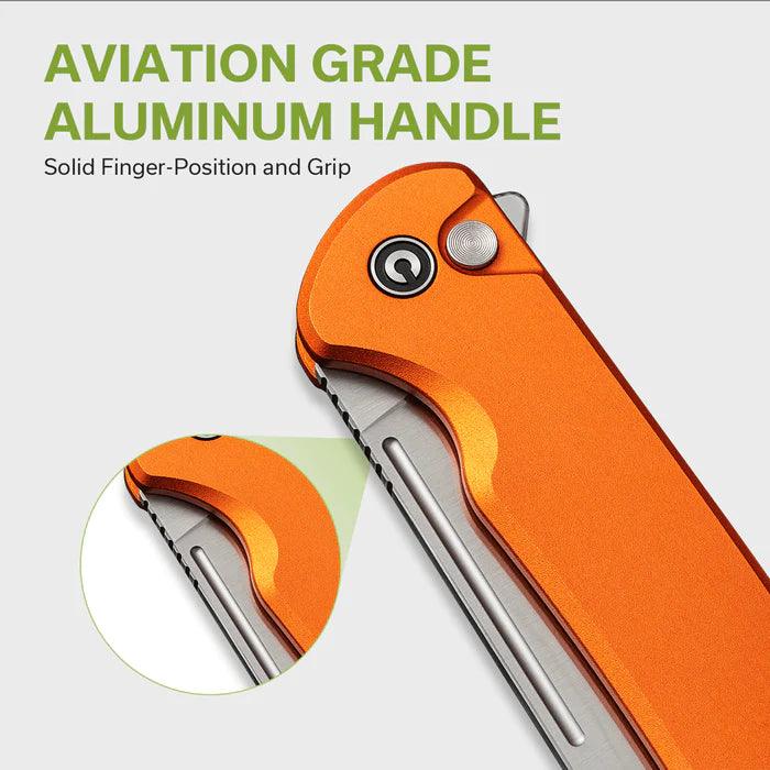 Civivi Chevalier Button Lock Orange Aluminum Satin Sheepsfoot 14C28N - Knives.mx