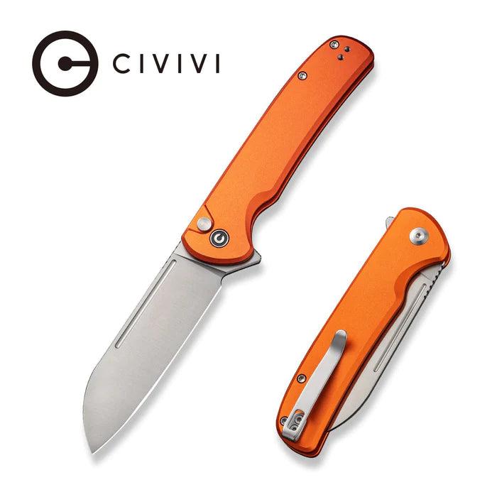 Civivi Chevalier Button Lock Orange Aluminum Satin Sheepsfoot 14C28N - Knives.mx