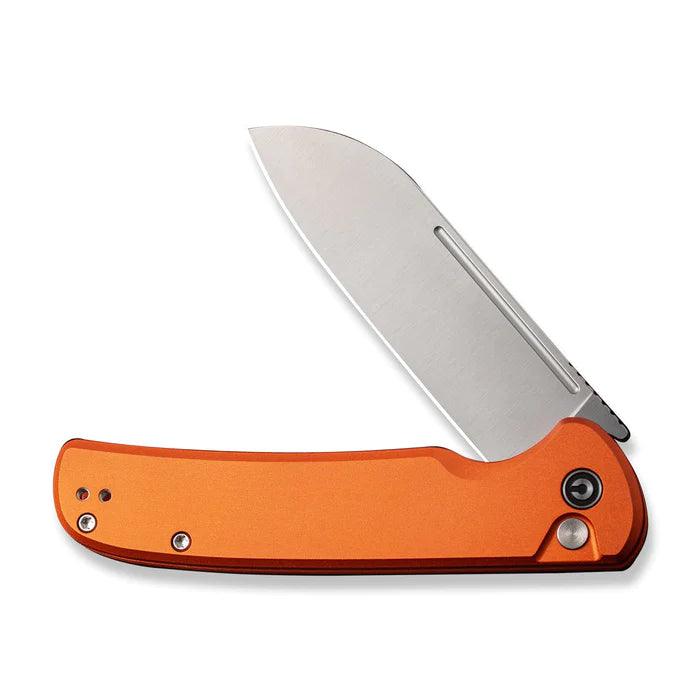 Civivi Chevalier Button Lock Orange Aluminum Satin Sheepsfoot 14C28N - Knives.mx