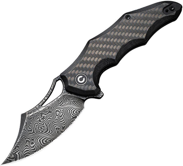 Civivi Chiro Liner Lock Carbon Fiber Overlay On Black G10 Clip Point Damascus - Knives.mx