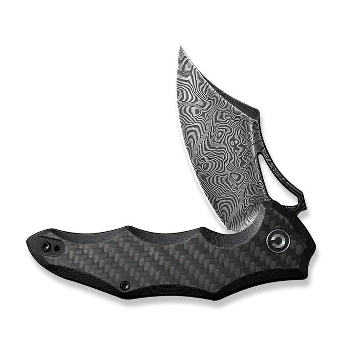 Civivi Chiro Liner Lock Carbon Fiber Overlay On Black G10 Clip Point Damascus - Knives.mx