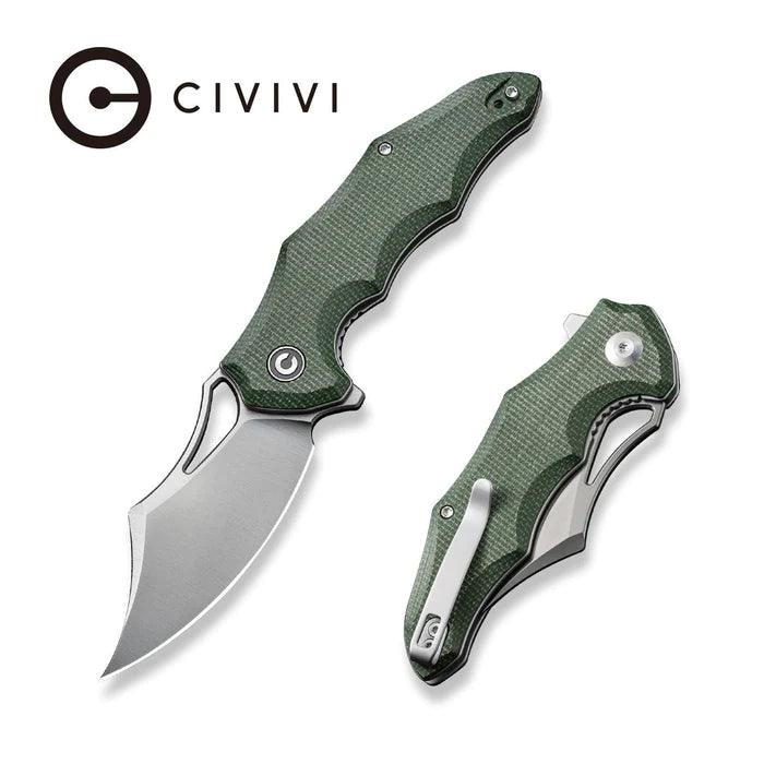 Civivi Chiro Liner Lock Green Canvas Micarta Satin Clip Point 14C28N - Knives.mx