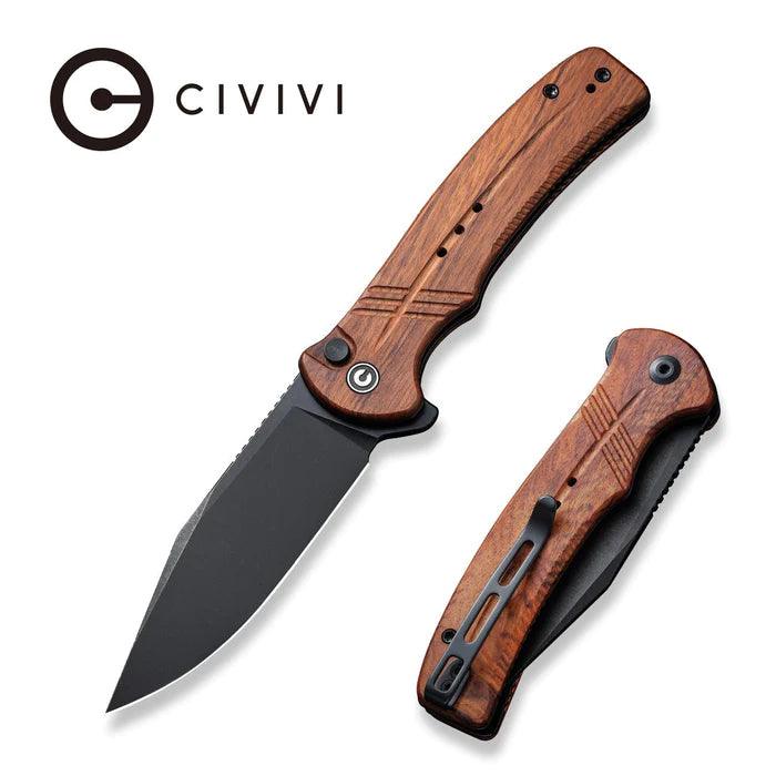 Civivi Cogent Button Lock Guibourtia Wood Black Stonewashed 14C28N - Knives.mx