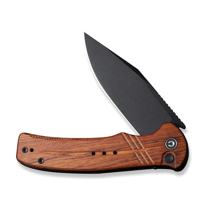 Civivi Cogent Button Lock Guibourtia Wood Black Stonewashed 14C28N - Knives.mx