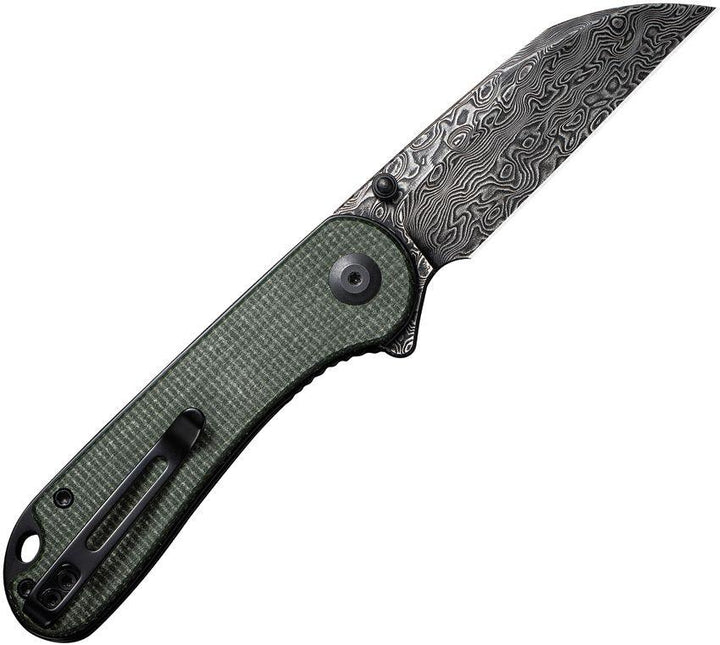 Civivi Elementum Liner Lock Green Canvas Micarta Black Hand Rubbed Wharncliffe Damascus - Knives.mx