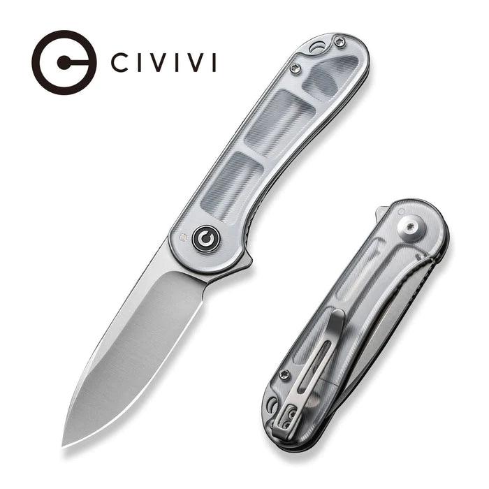 Civivi Elementum Linerlock Lexan Polished Clear Satin Drop Point D2 - Knives.mx