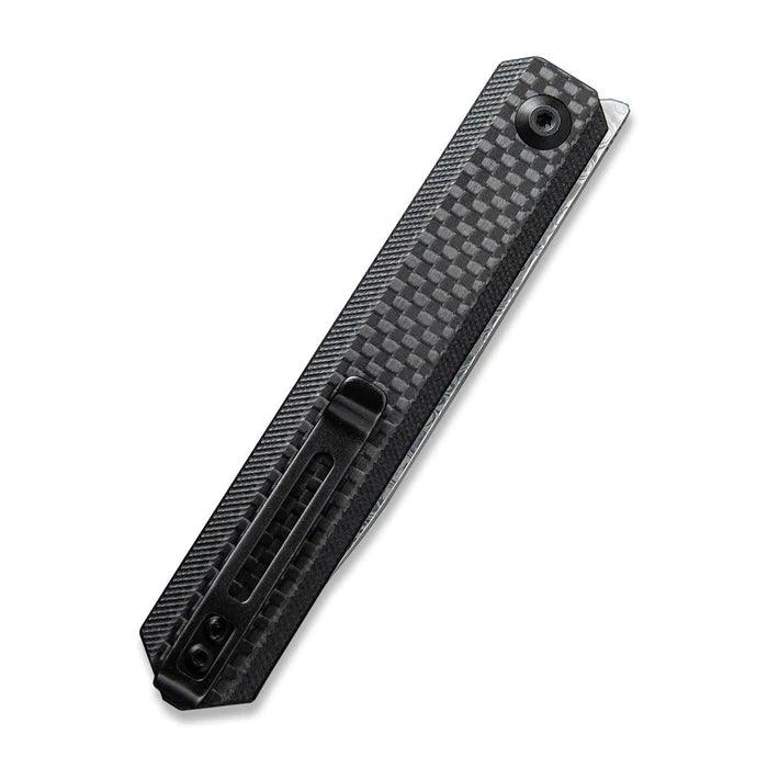 Civivi Exarch Liner Lock Twill Carbon Fiber Overlay On Black G10 Damascus - Knives.mx