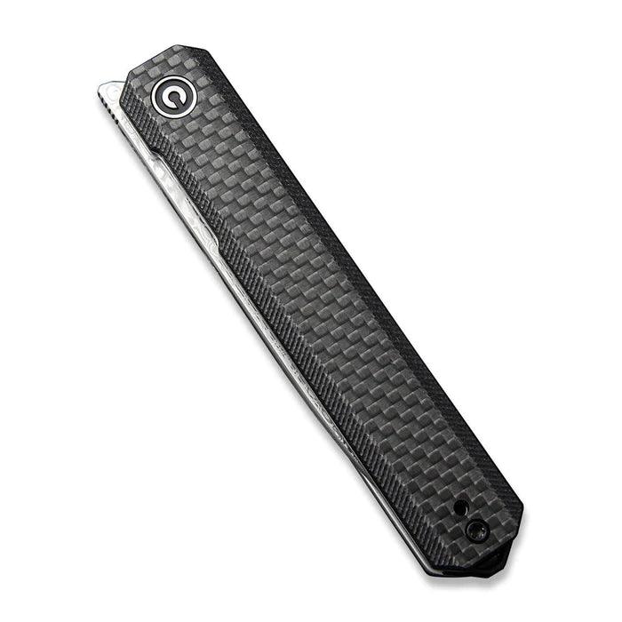 Civivi Exarch Liner Lock Twill Carbon Fiber Overlay On Black G10 Damascus - Knives.mx