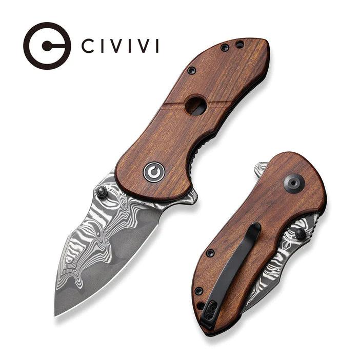 Civivi Gordo Liner Lock Guibourtia Wood Drop Point Damascus - Knives.mx