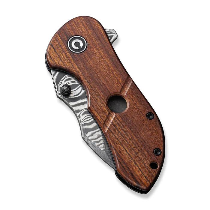 Civivi Gordo Liner Lock Guibourtia Wood Drop Point Damascus - Knives.mx