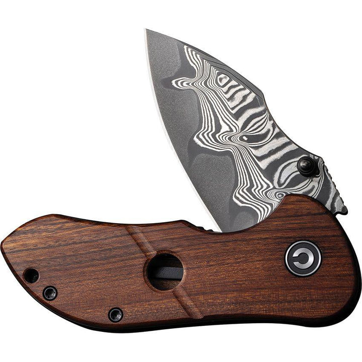 Civivi Gordo Liner Lock Guibourtia Wood Drop Point Damascus - Knives.mx