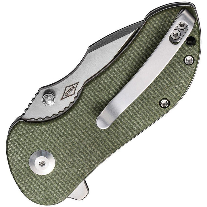 Civivi Gordo Liner Lock Olive Canvas Micarta Satin Drop Point D2 - Knives.mx