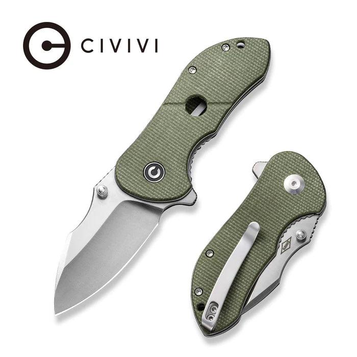 Civivi Gordo Liner Lock Olive Canvas Micarta Satin Drop Point D2 - Knives.mx