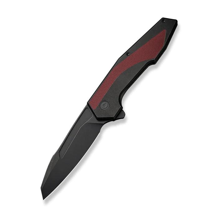 Civivi Hypersonic Framelock Black Steel w Burgundy G10 Inlay Stonewashed Reverse Tanto Sandvik 14C28N - Knives.mx