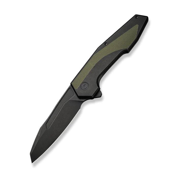 Civivi Hypersonic Framelock Black Steel w Green G10 Inlay Stonewashed Reverse Tanto Sandvik 14C28N - Knives.mx