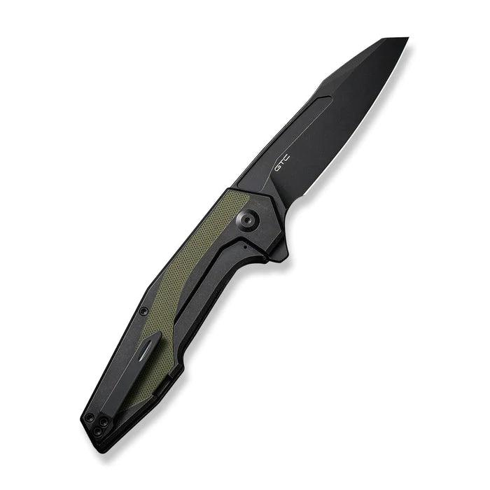 Civivi Hypersonic Framelock Black Steel w Green G10 Inlay Stonewashed Reverse Tanto Sandvik 14C28N - Knives.mx