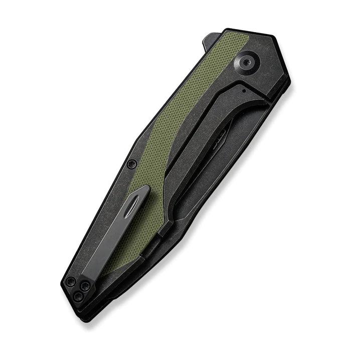 Civivi Hypersonic Framelock Black Steel w Green G10 Inlay Stonewashed Reverse Tanto Sandvik 14C28N - Knives.mx