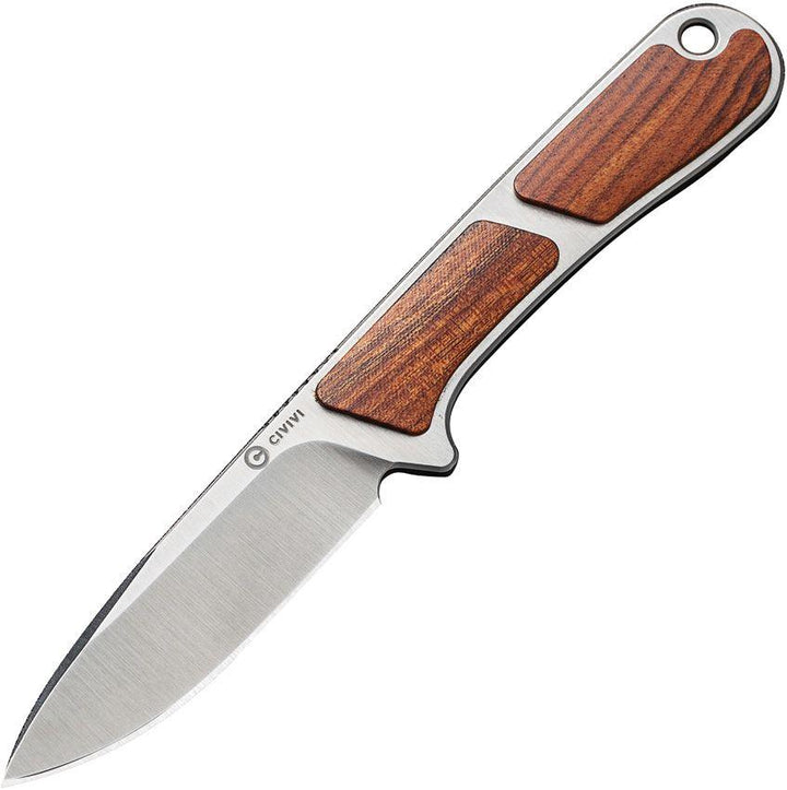 Civivi Mini Elementum Fixed Blade Guibourtia Wood Satin Drop Point Nitro-V - Knives.mx