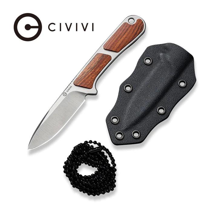 Civivi Mini Elementum Fixed Blade Guibourtia Wood Satin Drop Point Nitro-V - Knives.mx