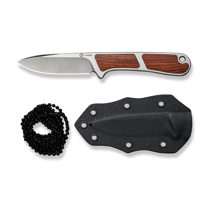 Civivi Mini Elementum Fixed Blade Guibourtia Wood Satin Drop Point Nitro-V - Knives.mx