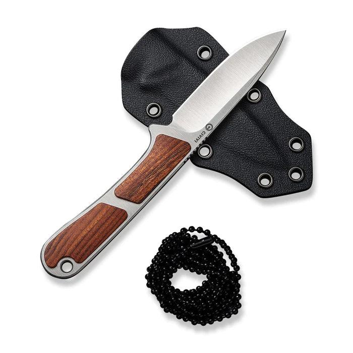 Civivi Mini Elementum Fixed Blade Guibourtia Wood Satin Drop Point Nitro-V - Knives.mx