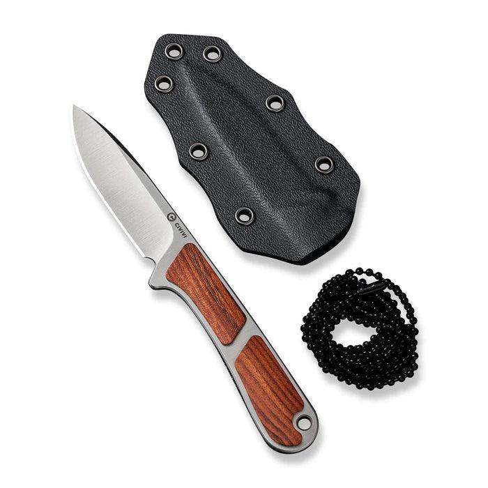 Civivi Mini Elementum Fixed Blade Guibourtia Wood Satin Drop Point Nitro-V - Knives.mx