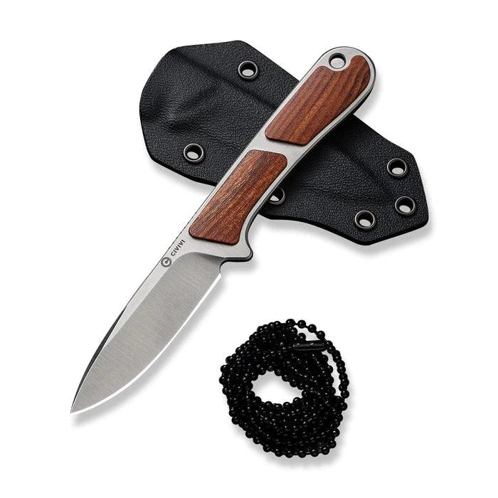 Civivi Mini Elementum Fixed Blade Guibourtia Wood Satin Drop Point Nitro-V - Knives.mx