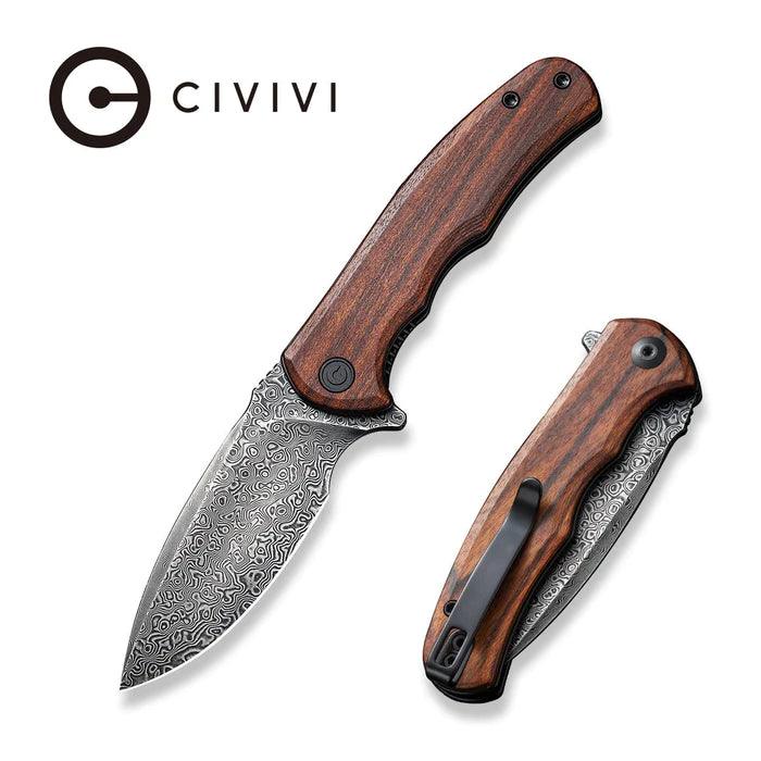 Civivi Mini Praxis Linerlock Guibourtia Wood Black Hand Rubbed Damascus - Knives.mx