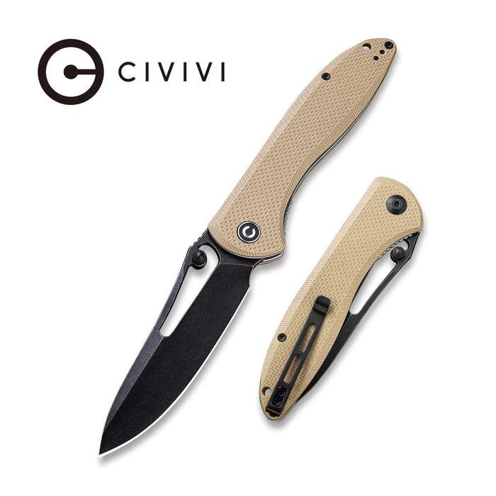 Civivi Picaro Linerlock Tan Coarse G10 Black Stonewash D2 - Knives.mx