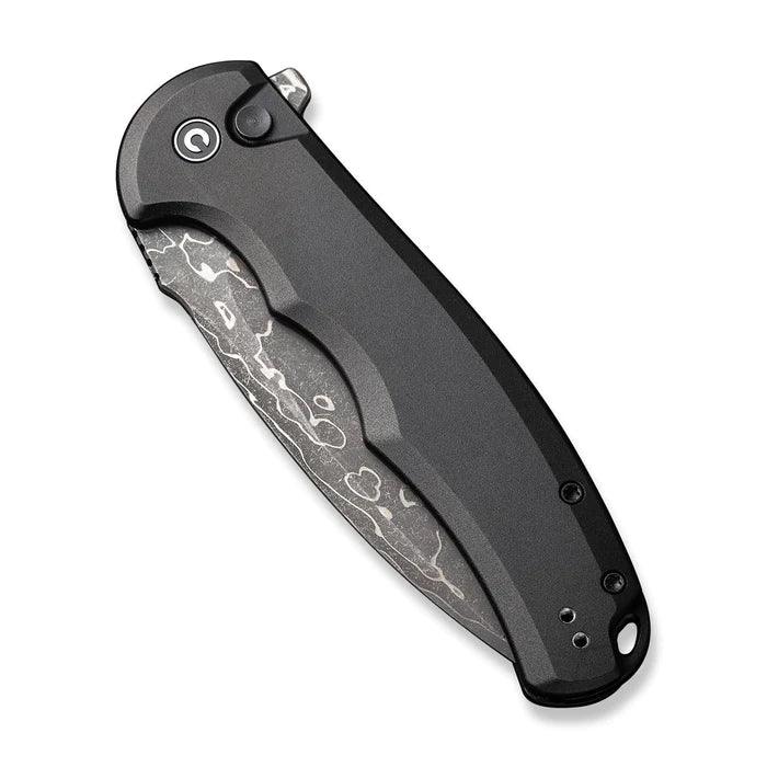 Civivi Praxis Button Lock Black Aluminum Drop Point Damascus - Knives.mx