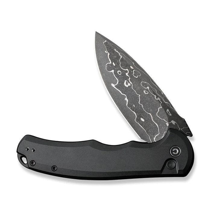 Civivi Praxis Button Lock Black Aluminum Drop Point Damascus - Knives.mx