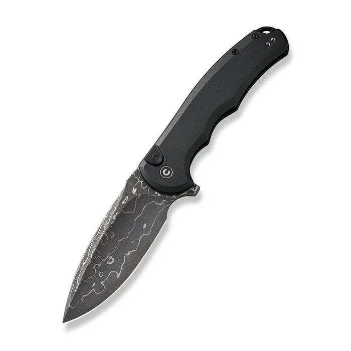 Civivi Praxis Button Lock Black Aluminum Drop Point Damascus - Knives.mx