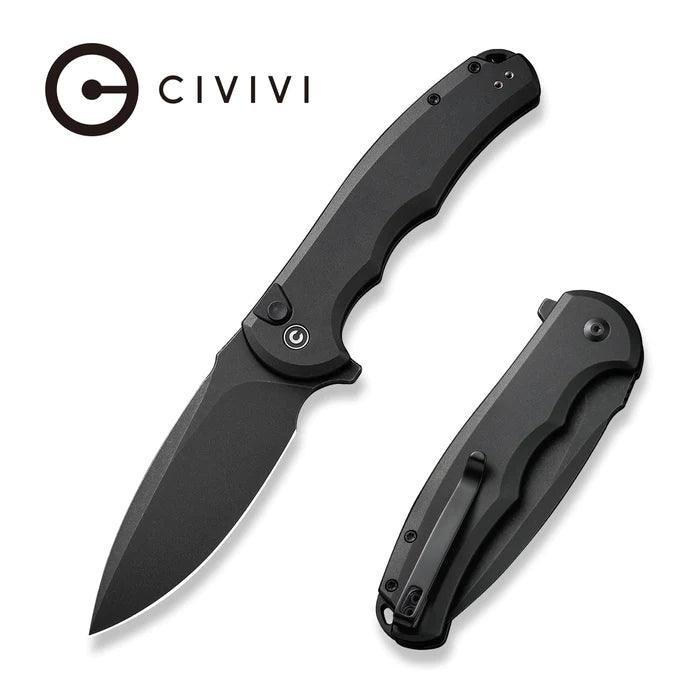 Civivi Praxis Button Lock Blackout Aluminum Stonewashed Drop Point Nitro-V - Knives.mx