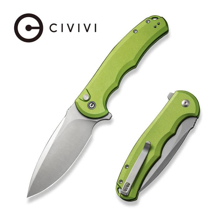 Civivi Praxis Button Lock Lime Green Aluminum Satin Drop Point Nitro-V - Knives.mx