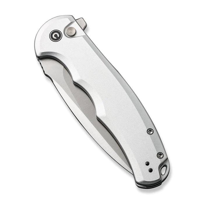 Civivi Praxis Button Lock Silver Aluminum Satin Drop Point Nitro-V - Knives.mx