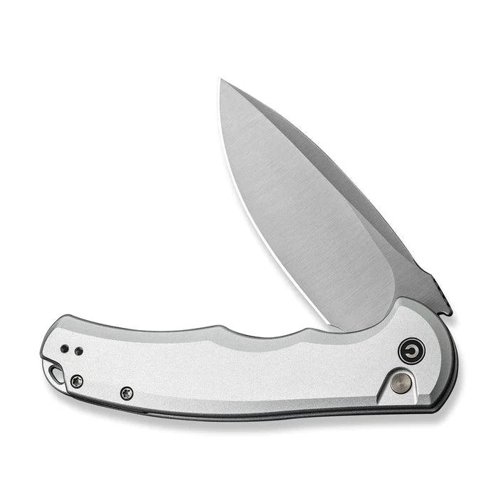 Civivi Praxis Button Lock Silver Aluminum Satin Drop Point Nitro-V - Knives.mx