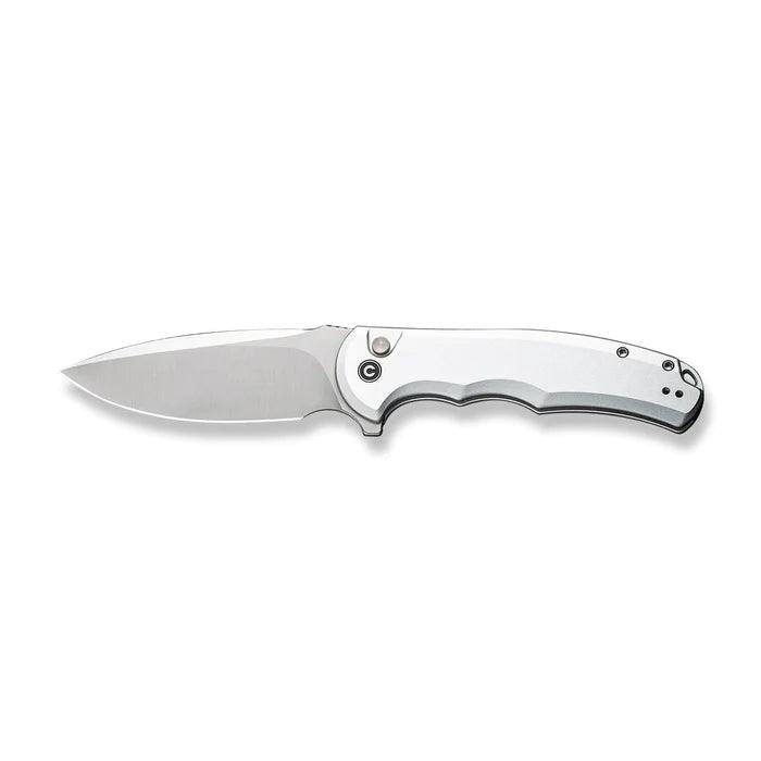 Civivi Praxis Button Lock Silver Aluminum Satin Drop Point Nitro-V - Knives.mx