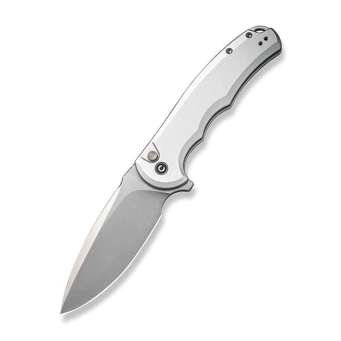 Civivi Praxis Button Lock Silver Aluminum Satin Drop Point Nitro-V - Knives.mx