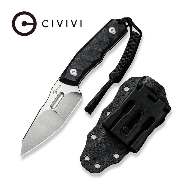 Civivi Propugnator Fixed Blade Black G10 Stonewashed Reverse Tanto D2 - Knives.mx