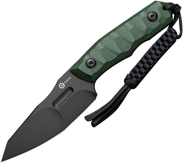 Civivi Propugnator Fixed Blade Green Canvas Micarta Black Stonewashed Reverse Tanto D2 - Knives.mx