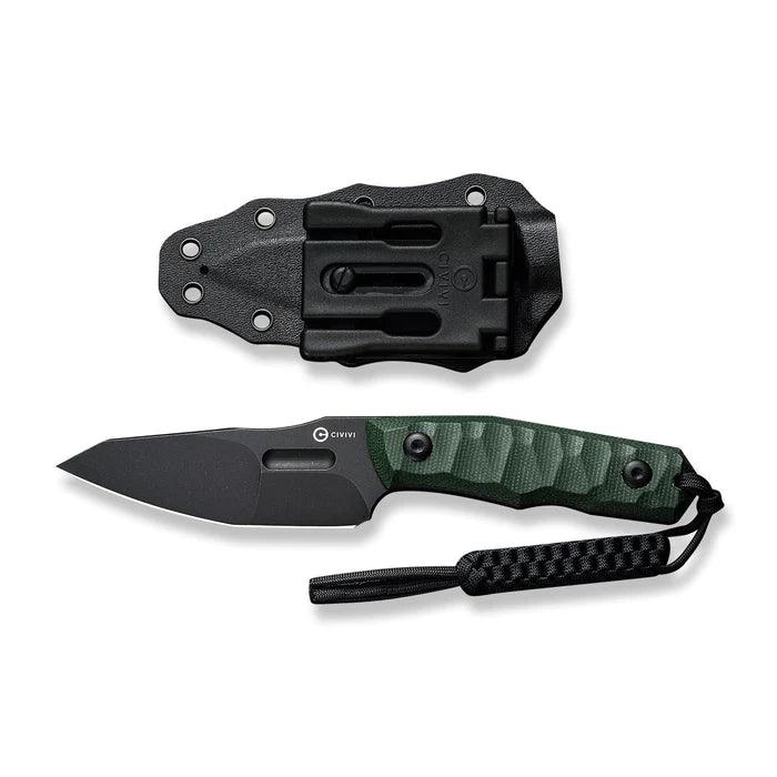 Civivi Propugnator Fixed Blade Green Canvas Micarta Black Stonewashed Reverse Tanto D2 - Knives.mx