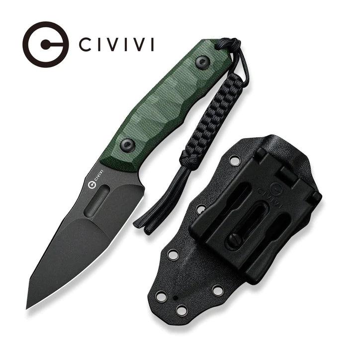 Civivi Propugnator Fixed Blade Green Canvas Micarta Black Stonewashed Reverse Tanto D2 - Knives.mx